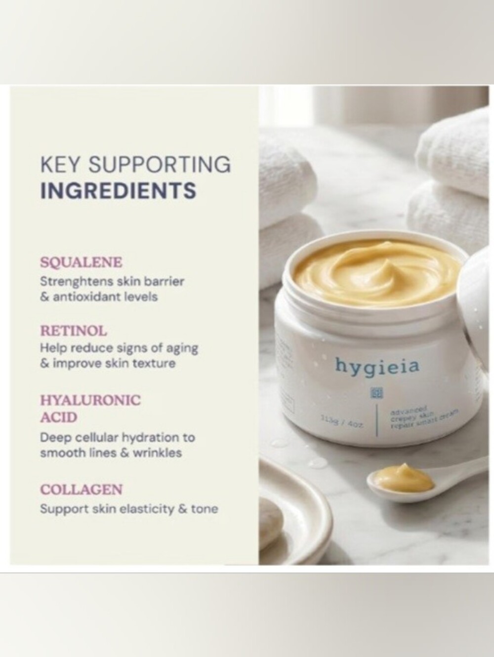 Hygieia Crepe Repair Liposomal Repair Cream 4 oz | NEW - Picture 4 of 5